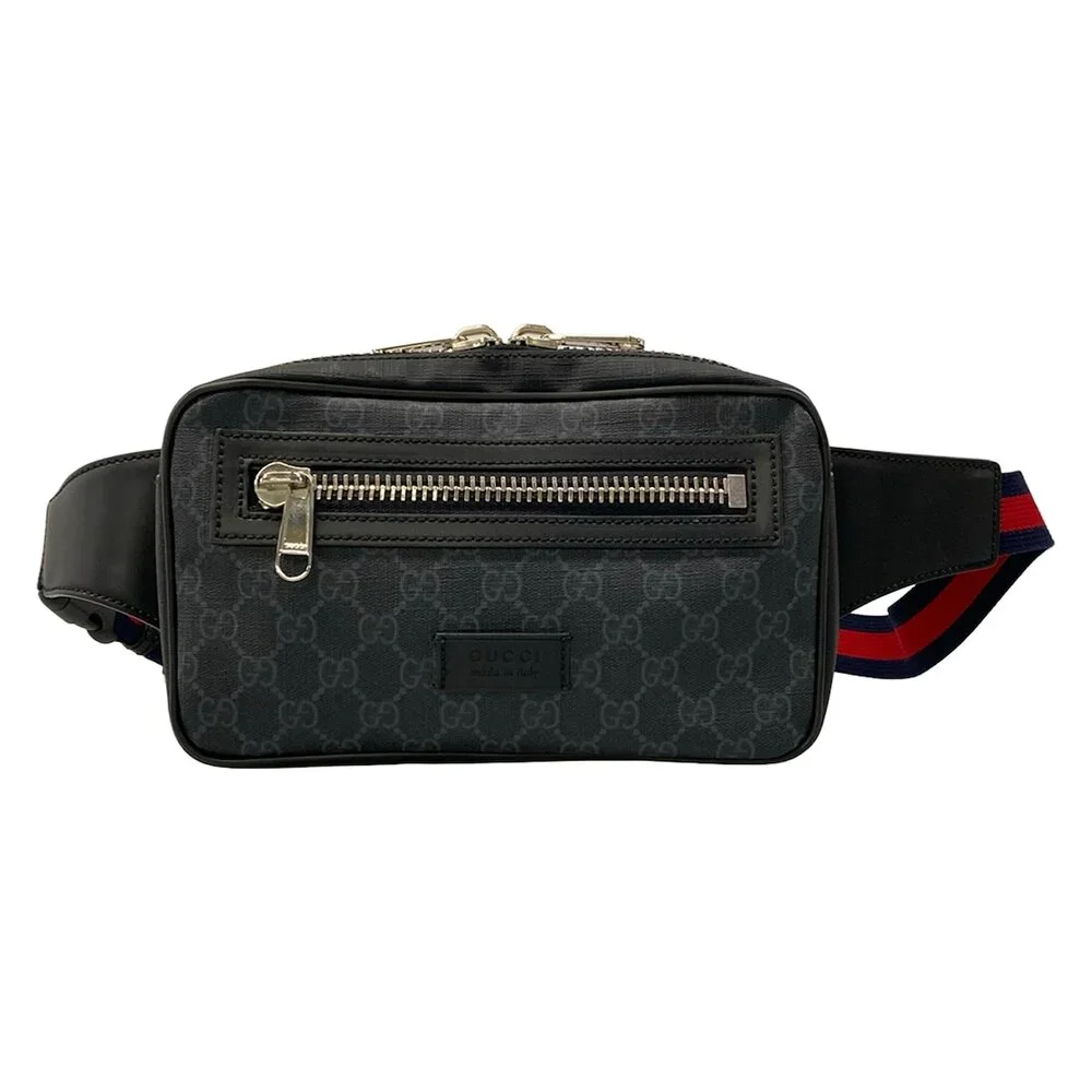 Gucci GG Plus/GG Supreme Backpack 474293 Black Dark Gray PVC Leather